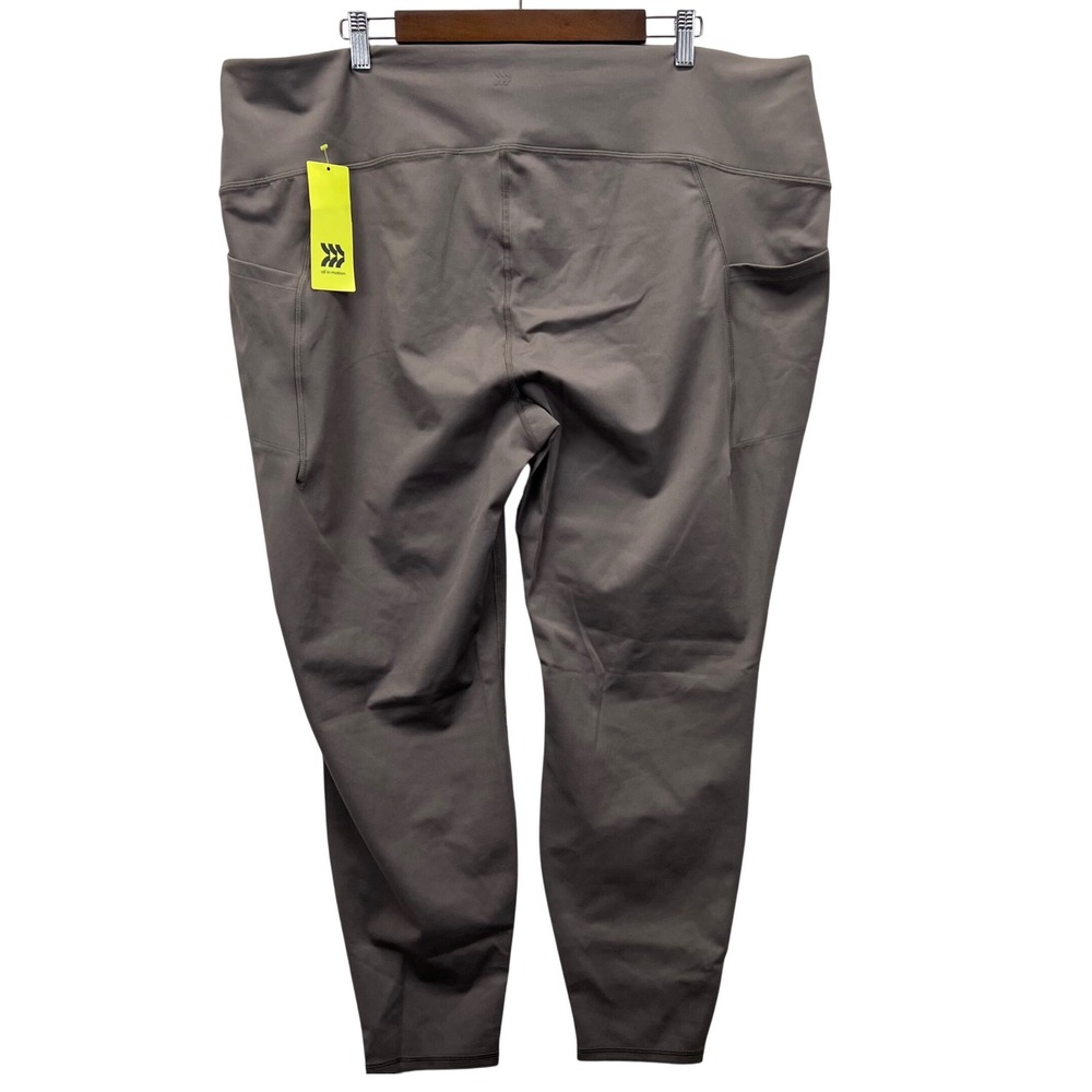 All in Motion 7/8 Leggings Womens 4X Taupe‎ High Rise Side Pocket Activewear